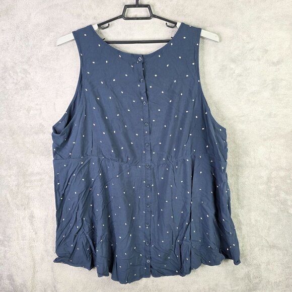 Womens Torrid Blue Polka Dot Tank Top 100% Rayon Sleeveless Button Back Size 6 - Picture 4 of 8